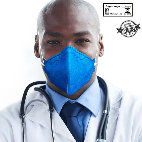 Imagem 1 de 8 de Kit 5 Máscaras N95 Proteção Respiratória Pff2 - Azul