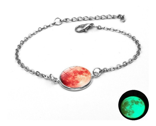 Pulsera Luna Llena Brilla Oscuridad Moda Brillante Pulseras