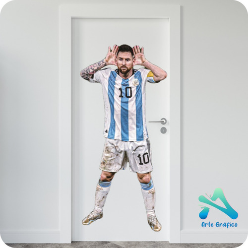 Vinilo Pared Puerta Messi Que Miras Qatar Tamaño Real