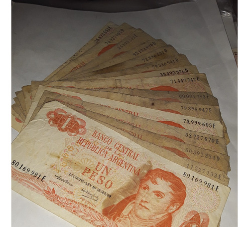 Lote De 15 Billetes De 1 Peso Ley 18.188 Surtidos 