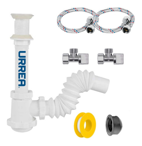 Kit Instalación Lavabo Universal Cespol Urrea Y Conexiones Color Blanco