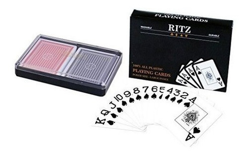 Imagen 1 de 1 de Ritz-2 Cubiertas Tamaño Poker Tarjetas Juego 100% Plástic