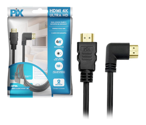 Cabo Hdmi 2.0 90º 2 Metros 2.0 4k Ultra Hd 3d 018-3322