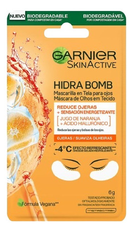 Mascarilla De Tela Ojos | Energizante | Hidra Bomb | Garnier