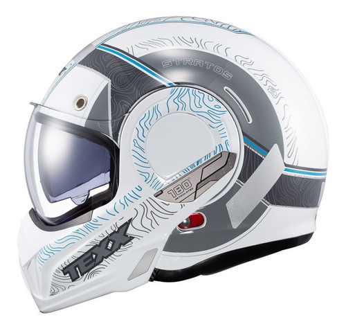 Capacete Texx Stratos Topographic Articulado Robocop Cor Branco Tamanho do capacete 56