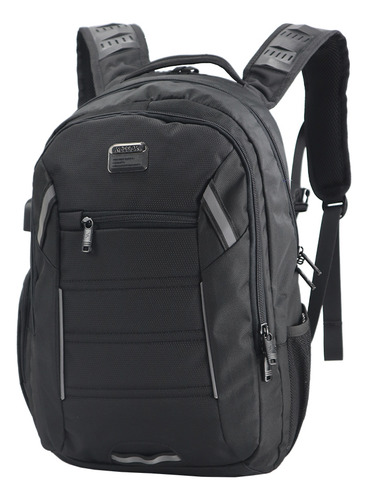 Mochila Porta Notebook Seul Laptop Kossok Ejecutiva Reforzad Color Negro Diseño De La Tela Liso
