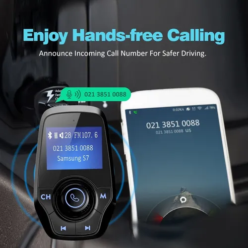 Victsing T26 Bluetooth Fm Transmitter, Wireless Car Kit F...