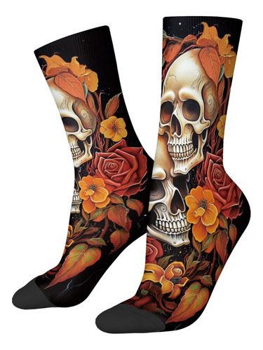 1 Par De Calcetines Redondos Unisex Con Estampado De Dos Cal