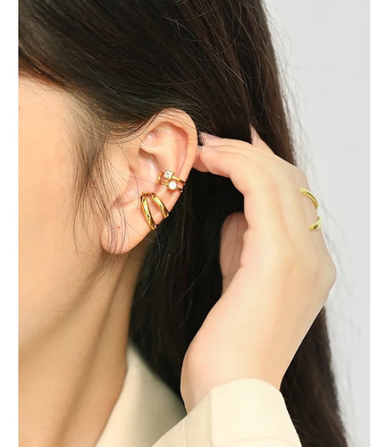 Piercing De Plata 925 Oro 18k Doble Ear Cuff Argolla