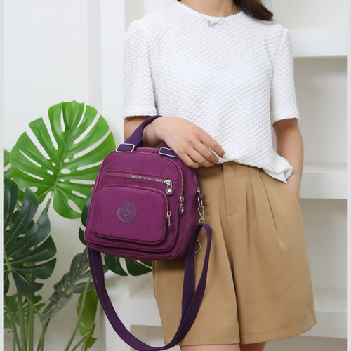 Bolsa Mochila Transversal De Mão Impermeável Multifuncional Acambamento Dos Ferragens Níquel Cor Verde-claro Correia De Ombro Verde-claro Desenho Do Tecido Lisa