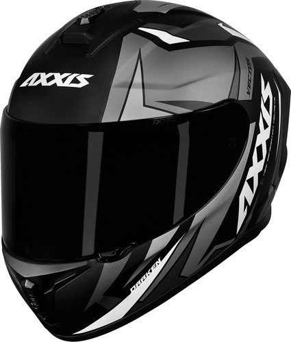 Capacete Axxis Draken Vector Matt Preto/ Cinza Fosco Tamanho do capacete 62-XL