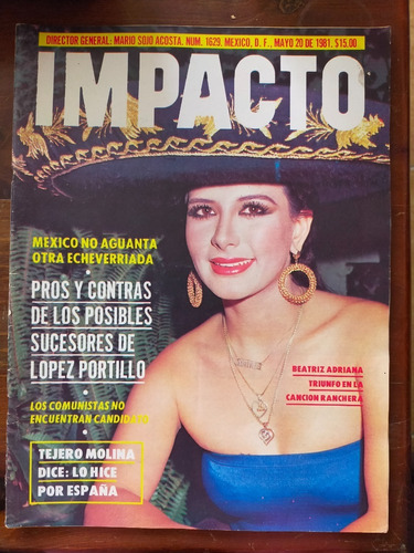 Beatriz Adriana En Portada De Revista Impacto Año-1981