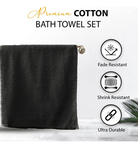 Toallas De Baño De Algodón 100% Color Gris 60x120 Cm Paquete