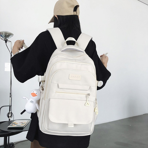Nueva Mochila Clásica Para Campus, Mochila Impermeable, Bolso De Viaje Para Exteriores, Mochila Para Computadora Portátil De Gran Capacidad. Blanco