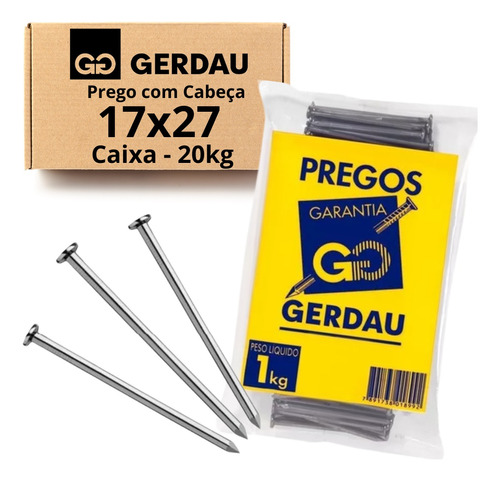 Prego Com Cabeça 17 X 27 1kg Gerdau (20pct) - Leia