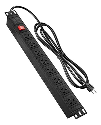 8 Outlet Metal Power Strip, Wide Spaced Power Strip Sur...