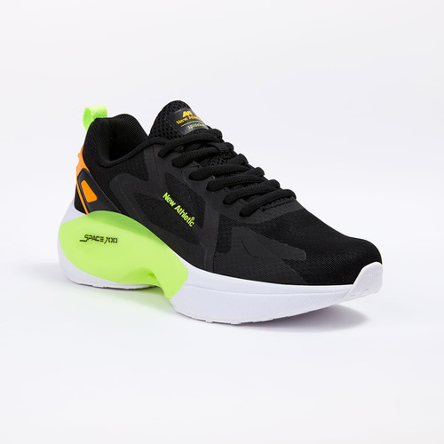 Zapatillas New Athletic Lifestyle Space43 Negro Con Verde Ne