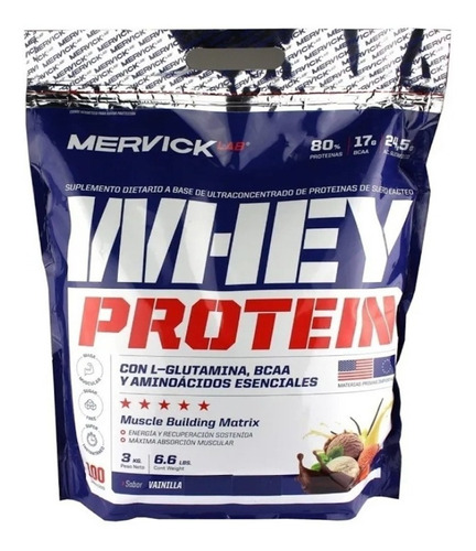 Mervick Whey Protein 3kg. Con Aminoacidos. Recuperacion