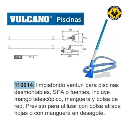 Imagen 3 de 10 de Barrefondo Para Pileta De Lona Pelopincho Manual Vulcano Kit