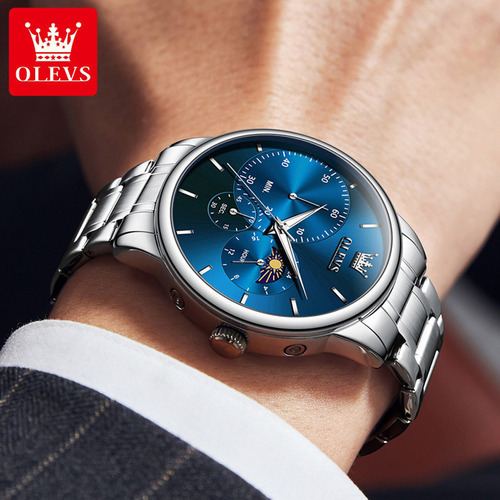 Reloj De Cuarzo Luminoso De Lujo Olevs Moon Phase
