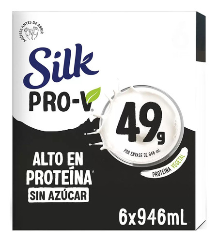 Bebida De Almendra Sin Azúcar Silk Pro-v 6 Pz De 946 Ml