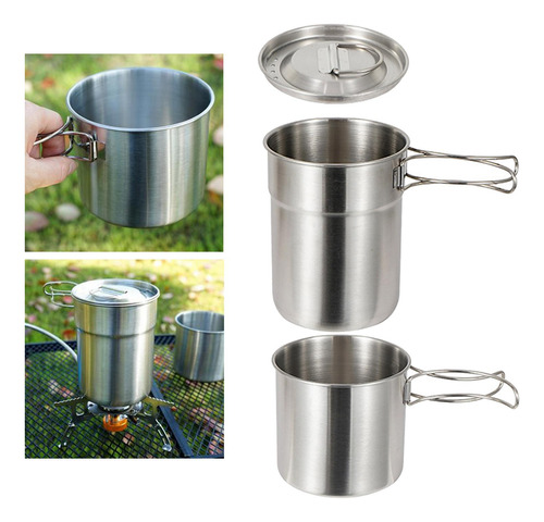 2 Piezas Kit De Taza De Camping Olla Cuenco De Cocina