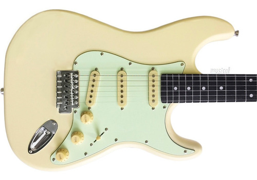 Guitarra elétrica Memphis Stratocaster MG-30 de  amieiro olympic white satin com diapasão de jacarandá