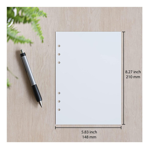 Papel En Blanco A5, 120 Gsm, 6 Hoyos, 200 Hojas (400 Papel X