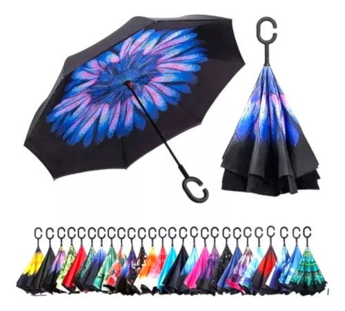 X15 Paraguas Reversible Estampado Lluvia Sol Mayoreo