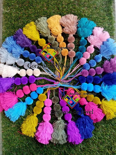 48 Pompones Artesanales/coloridos/colgantes Decorativos