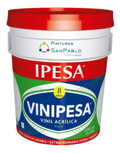 Ipesa Vinipesa 8 Años 19l. Vinilica Lavable Mejor Que Comex Color 312 Arena