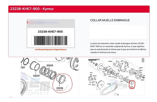 Collar Muelle Embrague Original Kymco Downtown 300