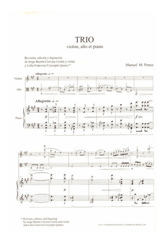 Trio Violon, Alto Et Piano / Trio Para Violín, Viola Y Piano
