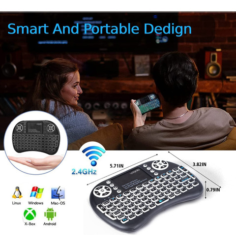 Mini Teclado Inalámbrico Retroiluminado Con Panel Táctil