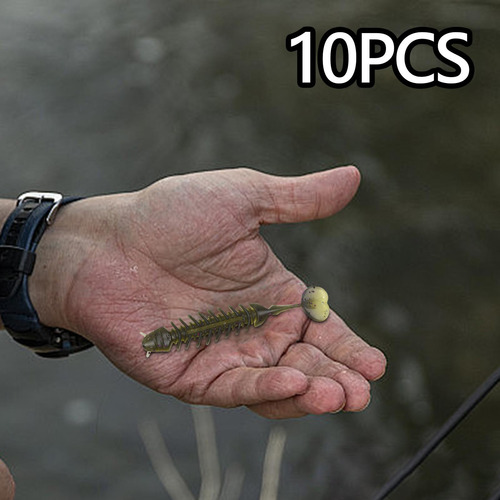 Señuelos De Pesca De 10 Piezas, Cebos Blandos, Verde Oscuro