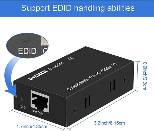 Extensor Video Audio Digital 60mts Hdmi Cable Red Utp Rj45