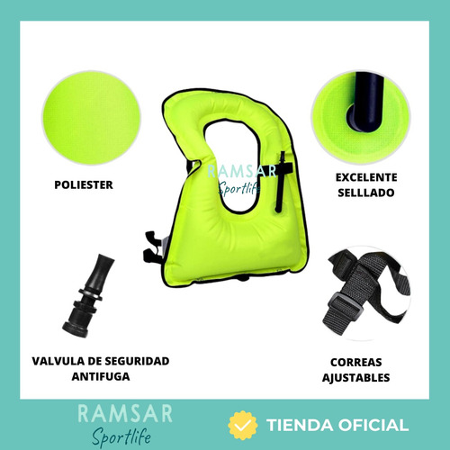 Chaleco Salvavidas Inflable Manual Flotador Ajustable Buceo