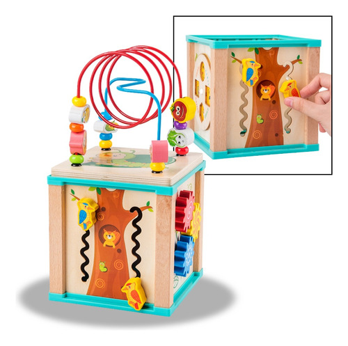 Cubo Multiactividad Prono Laberinto Didactico Madera Niños