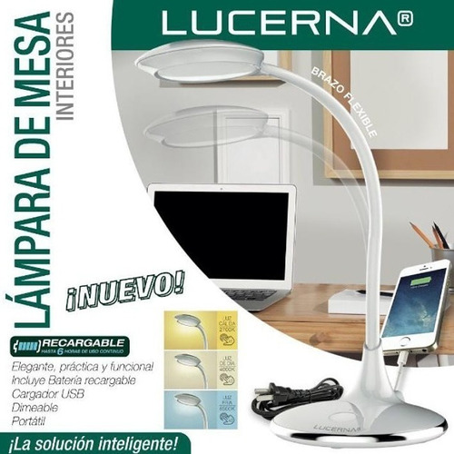 Lámpara De Mesa Led Recargable,  Marca Lucerna