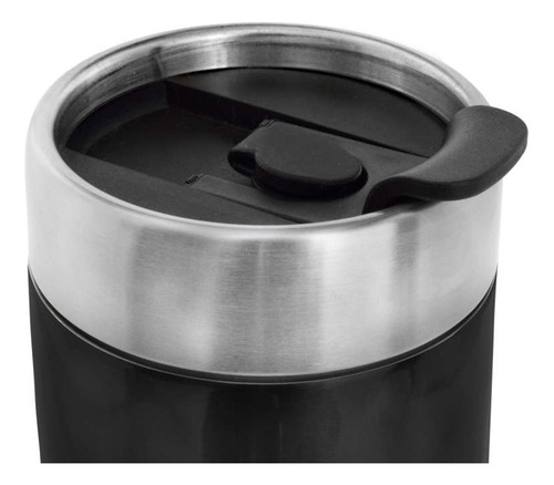 Termo Wallis de acero inoxidable, capacidad de 600 ml, negro metálico
