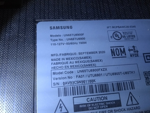 Fuente Samsung Mod.un65tu6900fxzx (Usado)