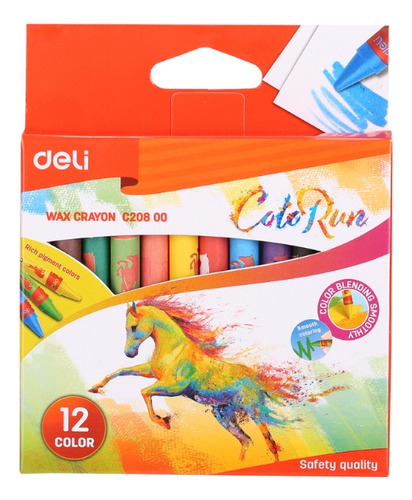 Set 12 Lápices Crayones De Cera Deli Oleo Al Pastel Redondos