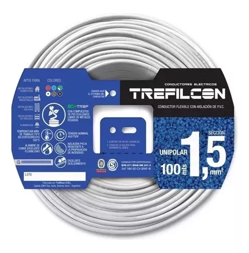 Cable Unipolar Trefilcon 1.5mm Normalizado 100 M Blanco C