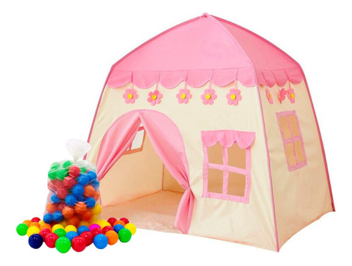 Barraca Infantil Toca Rosa Menina Cabana + 100 Bolinhas