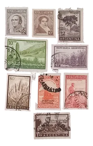 comprar 9 Estampillas Argentinas Antiguas En Buena Condición