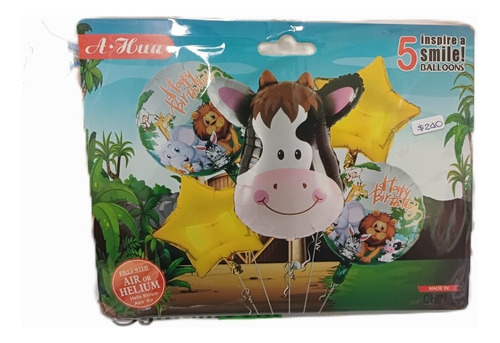 Set De 5 Globos Metalizados Modelo Vaca