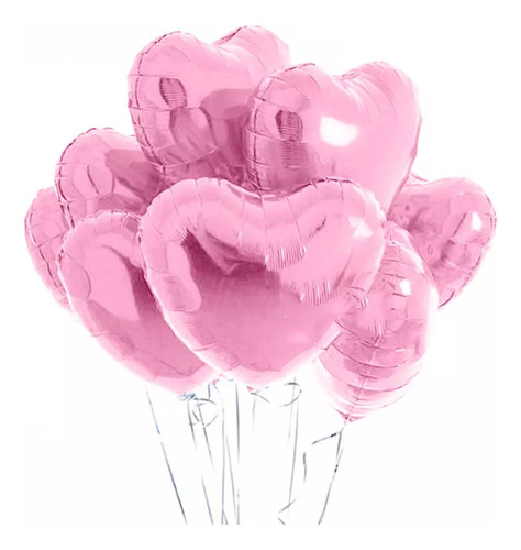 Balão Metalizado Coração Rosa Grandão! 60cm (24pol) 5 Balões