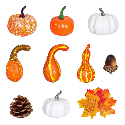 Set De Decoración De Calabazas Artificiales Con Hojas De Arc