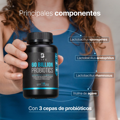 60 Billones De Probióticos Prebióticos 120 Cápulas B Life Si Sin Sabor