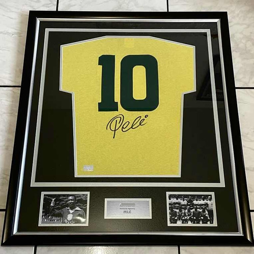 Marco Jersey Pelé Autógrafo Firma Certificado Icons 78x88cm